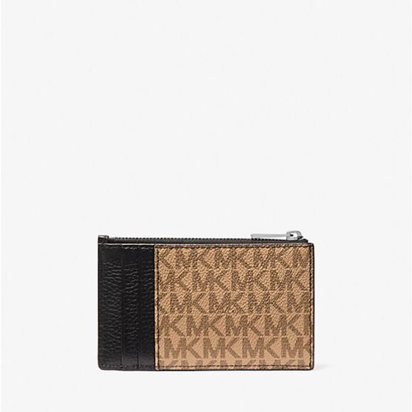 Michael Kors Cooper Leather And Logo Zip Wallet - Black/Camel - 36F4LC0Z7L - Picture 3 of 3